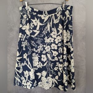 Roz & Ali Size XL Polyester Skirt With Elastic Waist Navy/Cream